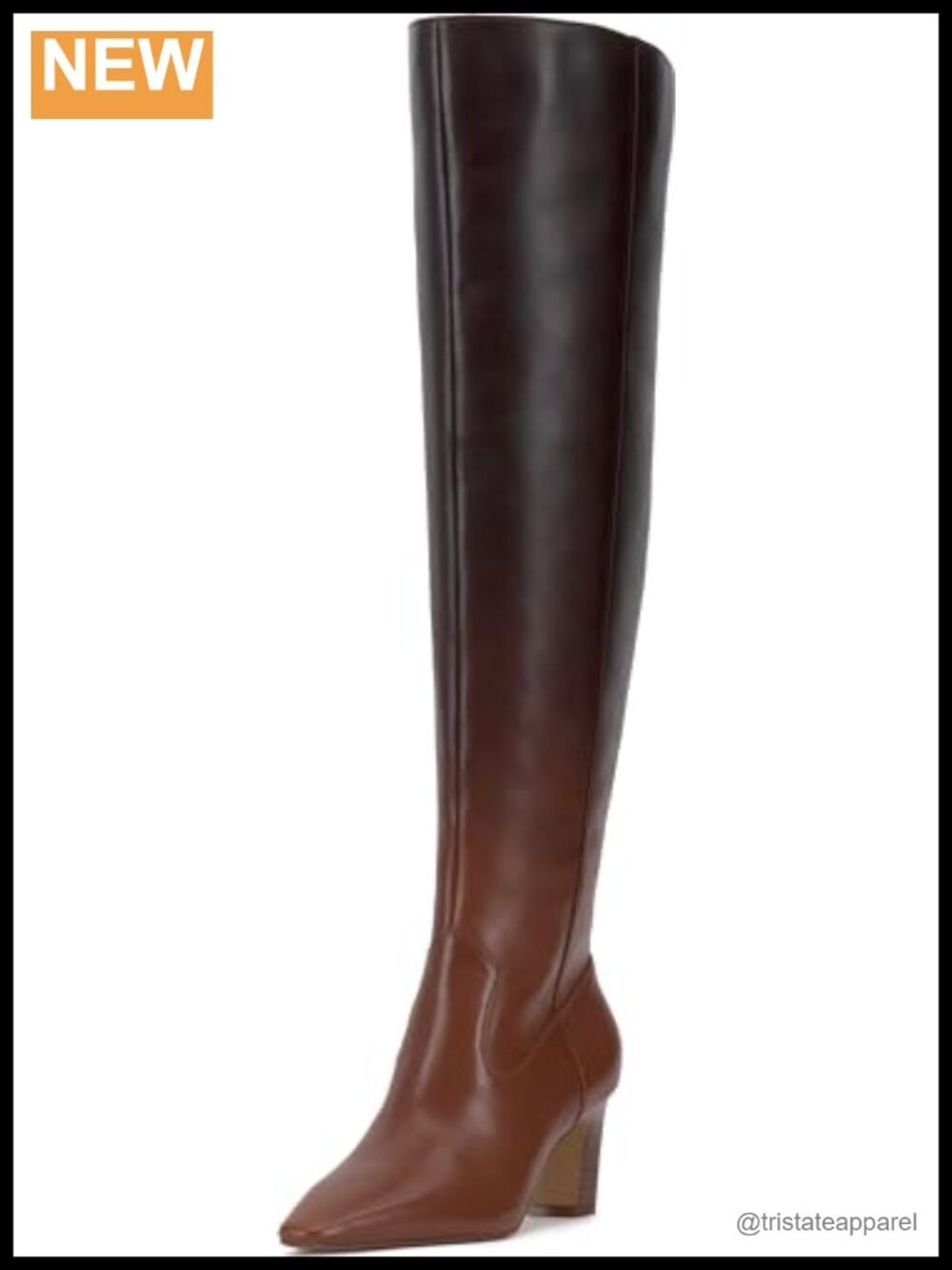Women's Over-the-Knee Stacked Heel Leather Boots with Zip